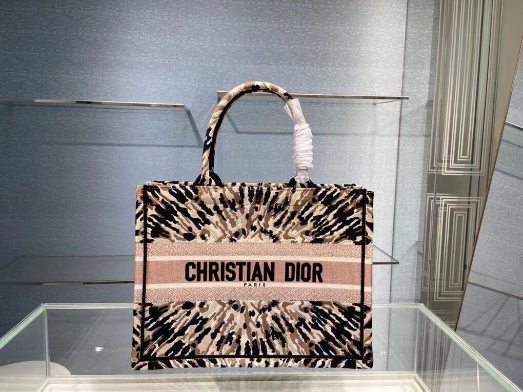 DIOR SMALL DIOR BOOK TOTE Multicolor Tie & Dior Embroidery C1296-2 JH06842ys25