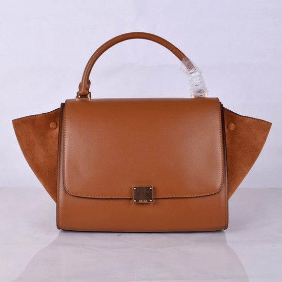 Knockoff Top Celine Trapeze Bag Original Nubuck Leather 8803-7 Brown JH06315wV33