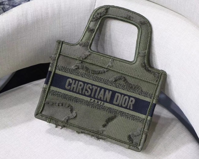 MINI DIOR BOOK TOTE ORIGINAL DIOR OBLIQUE EMBROIDERED CANVAS BAG M974 green JH07067lU52