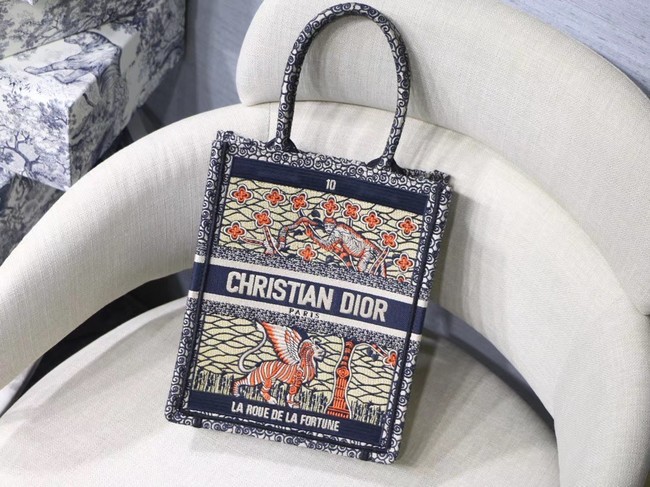 SUN VERTICAL DIOR BOOK TOTE TAROT EMBROIDERED CANVAS BAG M1272Z-6 JH07113ul51