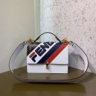 FENDI Kan I Leather Shoulder Bag 8BT283B white JH08643gM31