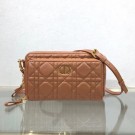 Replica DIOR CARO DOUBLE POUCH Supple Cannage Calfskin S5037U brown JH06771jE50