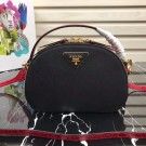 Replica Prada Odette Saffiano leather bag 1BH123 black&red JH05341dI37